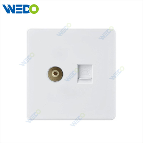 C85 Wall Switch Push On Off UK Standard Electric Switch Socket UK Standard White Gold TV+Tel Socket