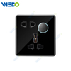 S7 Series 5PIN MF Switched Socket with LED Light Ring 250V Light Electric Wall Switch Socket Tempered Glass Material with Chrome Frame Modern Sockets