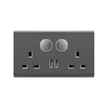 British Standard High Quality Double 13A switch socket/+2USB Reset Wall Switch Electrical Socket