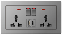 B20 Series 1 USB+1 Type C With Neon Switch Socket With PC Materical Different Color Home Socket Wall Switch Socket 
