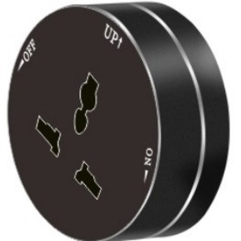 Track Socket in Plug & Socket Aluminum Wall Track Socket Embedded Orbital EU Movable Modular Power Rail Plug System Desktop Electrical Outlet Panel with Black MF Round socket 