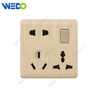 C20 86mm*86mm Home Switch White/silver/gold 8PIN SWITCHED SOCKET Light Electric Wall Switch PC Cover with IEC Certificate