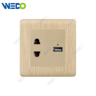 C20 86mm*86mm Home Switch White/silver/gold 2 PIN SOCKET +USB/ 2 PIN SOCKET +2USB Light Electric Wall Switch PC Cover with IEC Certificate