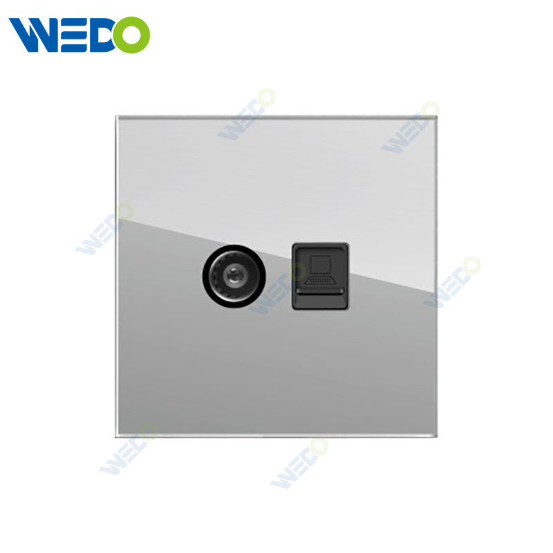 D90 Series TV+TEL/ TV+Computer 250V Light Electric Wall Switch Socket Glass Plate+PC Bottom Material Modern Sockets
