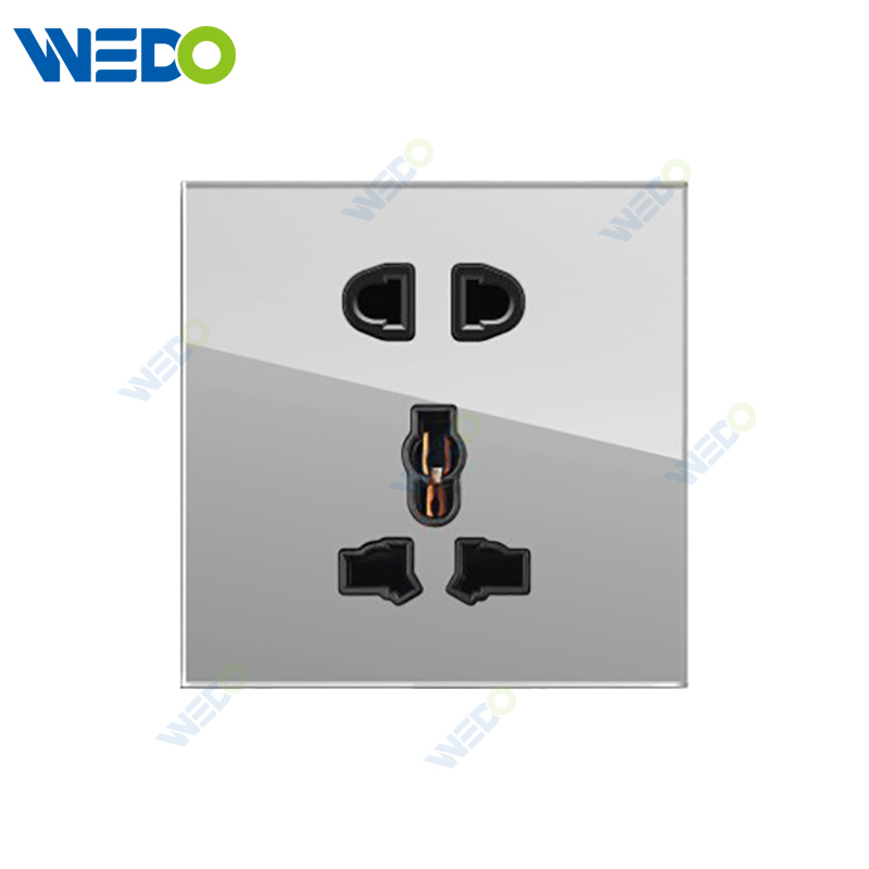 S6 Series 5PIN MF Socket 250V Light Electric Wall Switch Socket Tempered Glass Material Modern Sockets