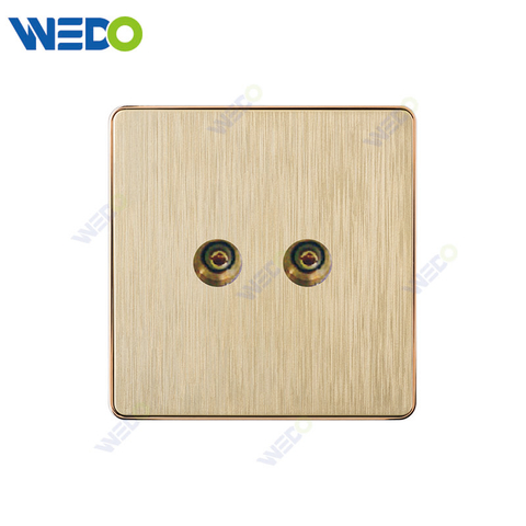 C72 China DOUBLE TV SOCKET/TV SOCKET Electric Push Button Light Wall Switch Many Colors White Silver Gold with Chrome
