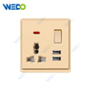 New Design PC MF Switched Socket+2USB Wall Switch Socket 86*86 mm For Home 