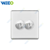S2-W Home SAT / Double SAT Socket 16A 250V Light Electric Wall Switch Socket 86*86cm PC Material with Chrome Frame