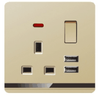 Ultra Slim Switch Socket MF 3 Pin&13A &Socket With 2USB Innovative Design Generous Appearance W4 Series Switch Socket 