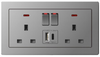 B20 Series 1 USB+1 Type C With Neon Switch Socket With PC Materical Different Color Home Socket Wall Switch Socket 