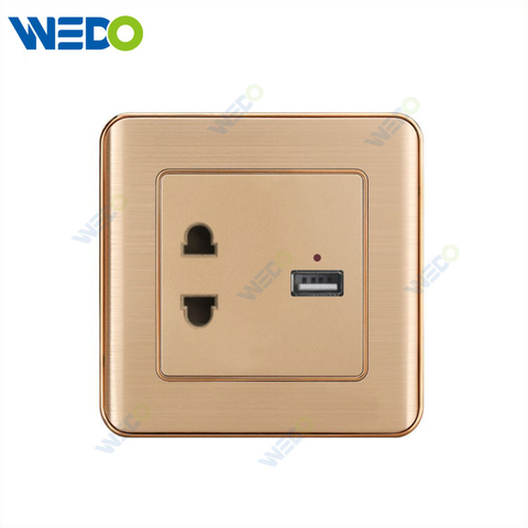 C32 Aluminium New Design Customized Factory Pc Wall Switch And Socket 2PIN SOCKET with Neon+USB/ 2PIN SOCKET with Neon+2USB