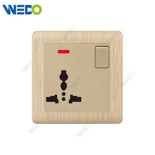 C20 86mm*86mm Home Switch White/silver/gold 3PIN MF SWITCHED SOCKET WITH NEON Light Electric Wall Switch PC Cover with IEC Certificate