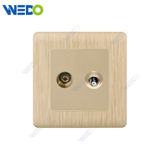 C20 86mm*86mm Home Switch White/silver/gold TV+SATELLITE Electric Wall Switch PC Cover with IEC Certificate