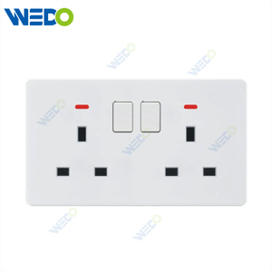 C85 Wall Switch Push On Off UK Standard Electric Switch Socket UK Standard White 2*13A Switched Socket with Neon