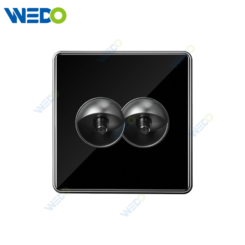 S7 Series SAT/ Double SAT 250V Light Electric Wall Switch Socket Tempered Glass Material with Chrome Frame Modern Sockets