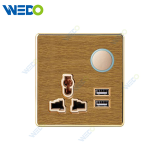 K8 Series Acrylic 13A MF Switched Socket with LED Light Ring+2USB 250V Light Electric Wall Switch Socket Home Switches Twist Pattern