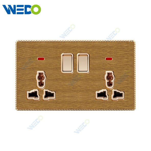 K8 Series Acrylic Double 13A MF Switched Socket with LED Light Ring 250V Light Electric Wall Switch Socket Home Switches Twist Pattern