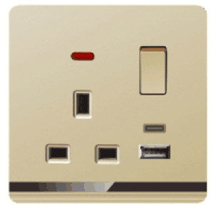 Ultra Slim Switch Socket MF 3 Pin&13A &Socket With USB+Type-C Innovative Design Generous Appearance W4 Series Switch Socket 