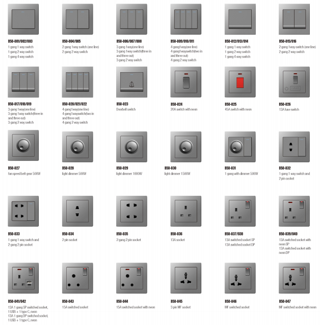 B20 Series Europe Socket With PC Materical 16A 220V Different Color Different Style Fashion Design Wall Switch 