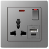 B20 Series 1 USB+1 Type C With Neon Switch Socket With PC Materical Different Color Home Socket Wall Switch Socket 