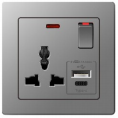 B20 Series 1 USB+1 Type C With Neon Switch Socket With PC Materical Different Color Home Socket Wall Switch Socket 