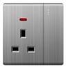 Ultra Slim Switch Socket Big Switch Brush Cover Button MF 3 Pin&13A & MF 5 Pin &15A Socket Innovative Design Generous Appearance W6 Series Switch Socket 