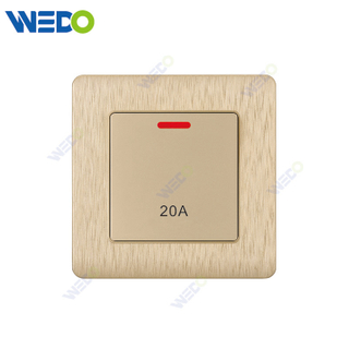 C20 86mm*86mm Home Switch White/silver/gold 20A Big Button Light Electric Wall Switch PC Cover with IEC Certificate