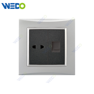 M3 Wenzhou Factory New Design Electrical Light Wall Switch And Socket IEC60669 2PIN SOCKET+TEL