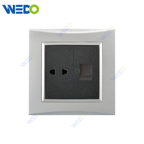 M3 Wenzhou Factory New Design Electrical Light Wall Switch And Socket IEC60669 2PIN SOCKET+TEL