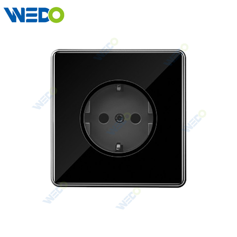 S7 Series Germany Socket 250V Light Electric Wall Switch Socket Tempered Glass Material with Chrome Frame Modern Sockets