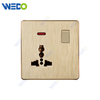 C72 China MF SWITCHED SOCKET MF SWITCHED SOCKET WITH NEON Electric Push Button Light Wall Switch Many Colors White Silver Gold with Chrome