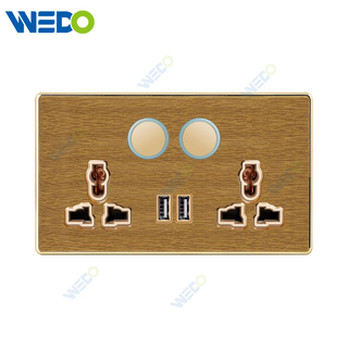 K8 Series Acrylic Double 13A MF Switched Socket with LED Light Ring+2USB 250V Light Electric Wall Switch Socket Home Switches Twist Pattern