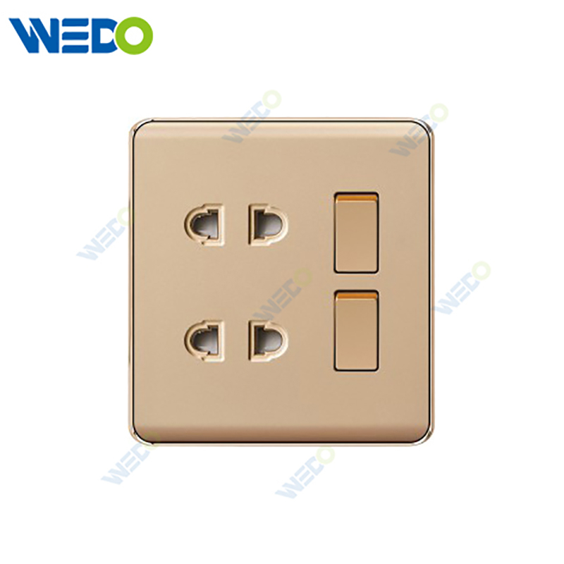 K2-P Series 2 Gang Switch 2gang 2 Pin Socket 250V Light Electric Wall Switch Socket 86*86cm PC Material with Chrome Frame Home Switches Twist Pattern