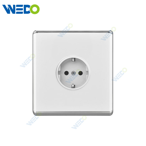 S2-W Home Germany Socket 16A 250V Light Electric Wall Switch Socket 86*86cm PC Material with Chrome Frame