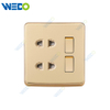 S1 Series 2 Gang Switch 2 Gang 2 Pin Socket 16A Socket 250V Light Electric Wall Switch Socket 86*146cm PC Material with Chrome Frame Home Switches