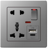 B20 Series 1 USB+1 Type C With Neon Switch Socket With PC Materical Different Color Home Socket Wall Switch Socket 