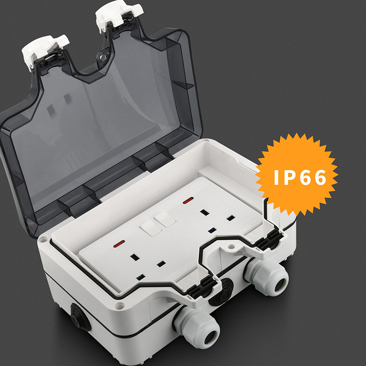 OEM Acceptable Black Double 86 type Plastic Material IP66 Waterproof Junction Box 