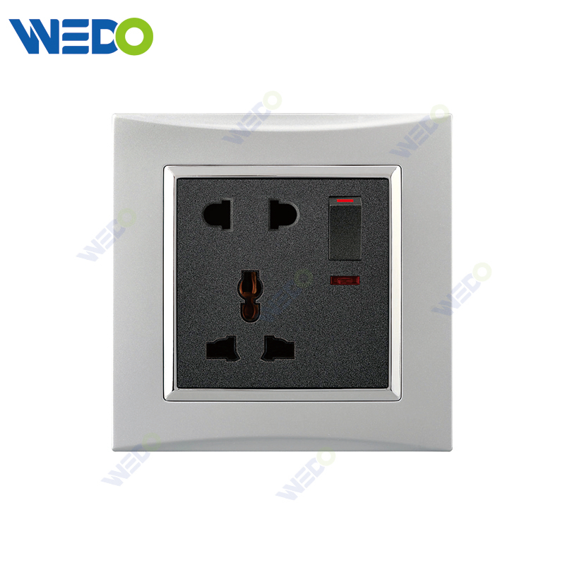 M3 Wenzhou Factory New Design Electrical Light Wall Switch And Socket IEC60669 5PIN MF SWITCHED SOCKET WITH NEON
