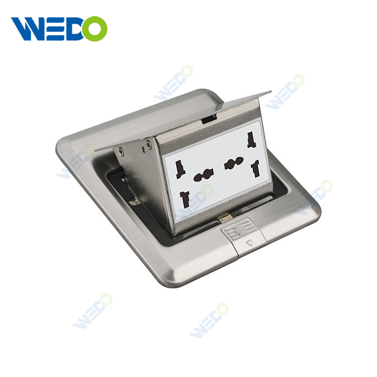 CE CB IEC ROHS Approved Ultra Thin Aluminum German Pop Up Type Electrical Floor Socket 
