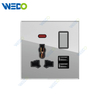 D90 Series 13A MF Switched Socket with LED Light Ring+2USB 250V Light Electric Wall Switch Socket Glass Plate+PC Bottom Material Modern Sockets