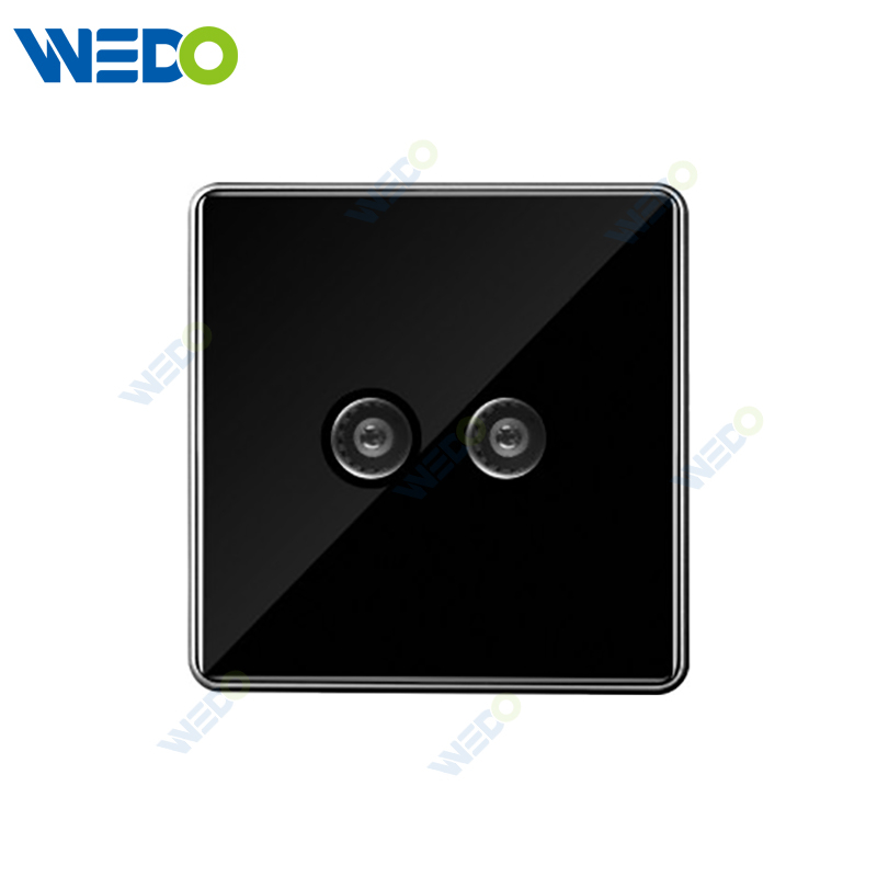S7 Series TV / Double TV 250V Light Electric Wall Switch Socket Tempered Glass Material with Chrome Frame Modern Sockets
