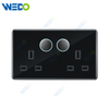 S7 Series Double 13A Switched Socket with LED Light Ring 250V Light Electric Wall Switch Socket Tempered Glass Material with Chrome Frame Modern Sockets