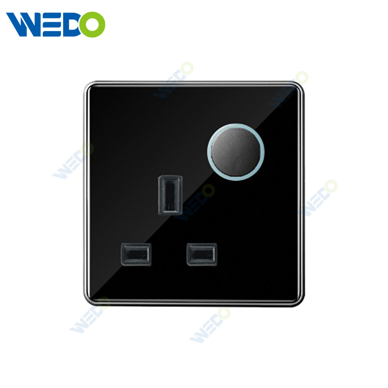S7 Series 13A Switched Socket with LED Light Ring 250V Light Electric Wall Switch Socket Tempered Glass Material with Chrome Frame Modern Sockets