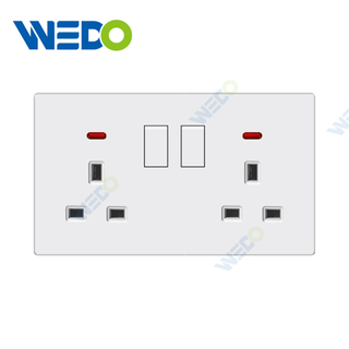 ULTRA THIN SERIES Double 13A Switch Socket W/Without neon With PC Materical Different Color Home Socket 