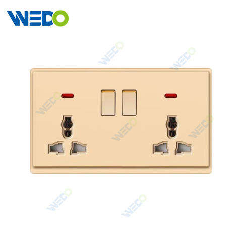 New Design PC Double 13A MF switch socket/+2USB Wall Switch Socket 86*86 mm For Home