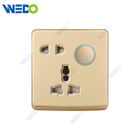 S1 Series 5 Pin Switched Socket with LED Light Ring 250V Light Electric Wall Switch Socket 86*146cm PC Material with Chrome Frame Home Switches
