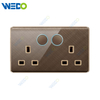K2-b Series Double 13A Switched Socket with LED Light Ring 250V Light Electric Wall Switch Socket 86*86cm PC Material with Chrome Frame Home Switches