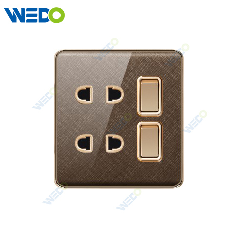 K2-b Series 2 Gang Switch 2 Gang 2 Pin Socket 16A 250V Light Electric Wall Switch Socket 86*86cm PC Material with Chrome Frame Home Switches