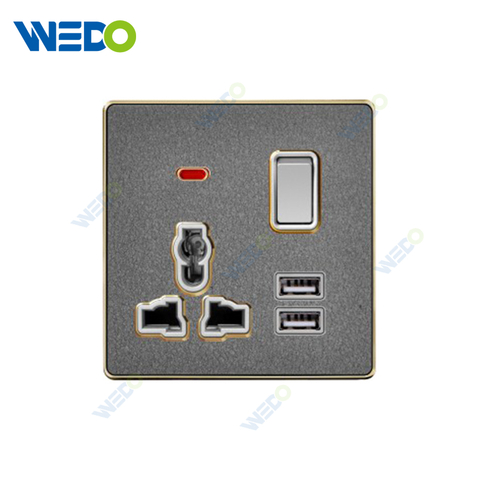ULTRA THIN MF Switch Socket w/without neon+2USB Acrylic / Leather Different Color Different Style Fashion Design Wall Switch 