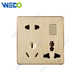 C72 China 1G 8PIN SOCKET Electric Push Button Light Wall Switch Many Colors White Silver Gold with Chrome